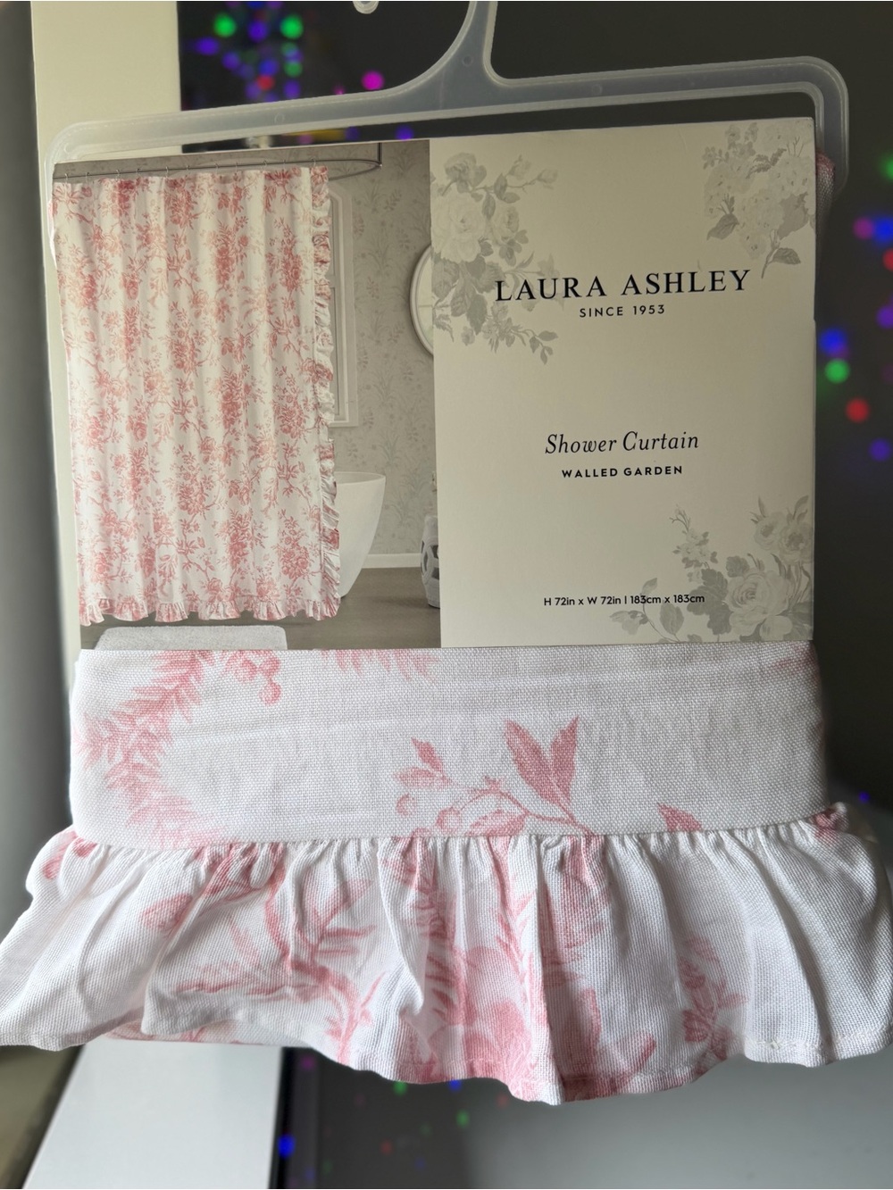 Laura Ashley pink Vintage style Floral rose Ruffle Shower Curtain